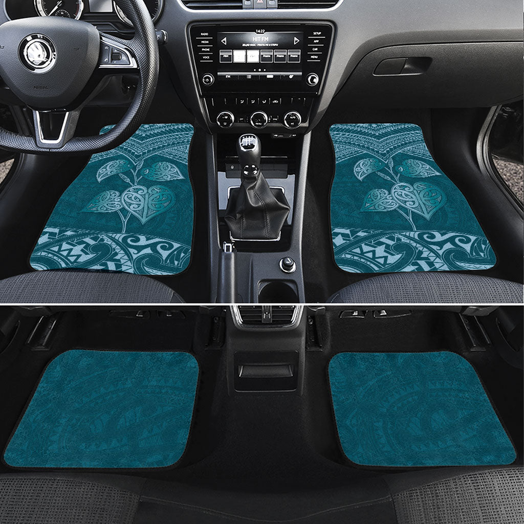 Cyan New Zealand Kawakawa Maori Ngaru Car Mats LT14 Set 4pcs Cyan - Polynesian Pride