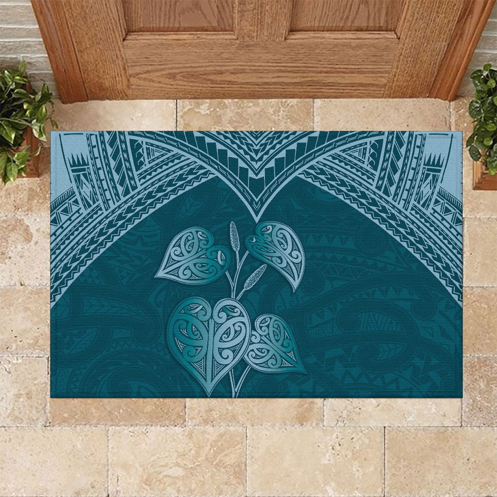 Cyan New Zealand Kawakawa Maori Ngaru Rubber Doormat LT14 Cyan - Polynesian Pride