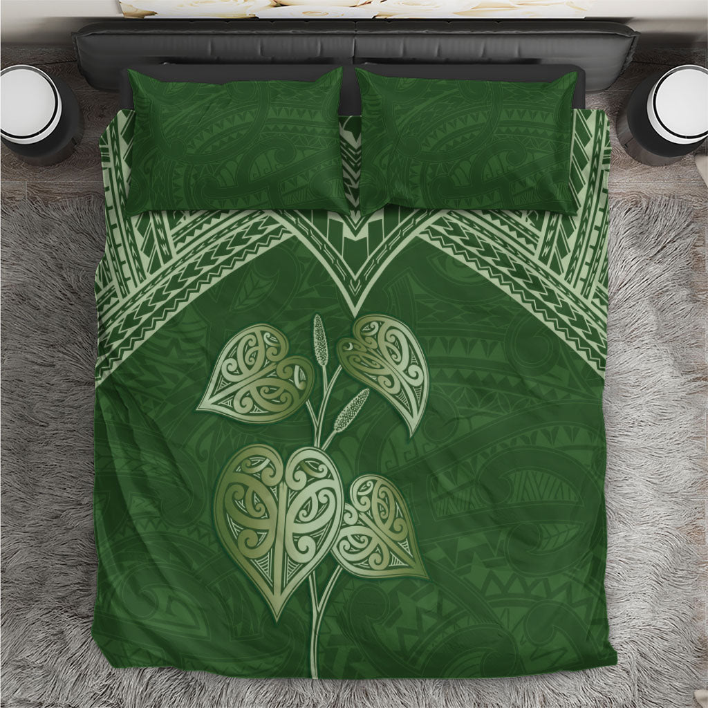 Green New Zealand Kawakawa Maori Ngaru Bedding Set LT14 Green - Polynesian Pride