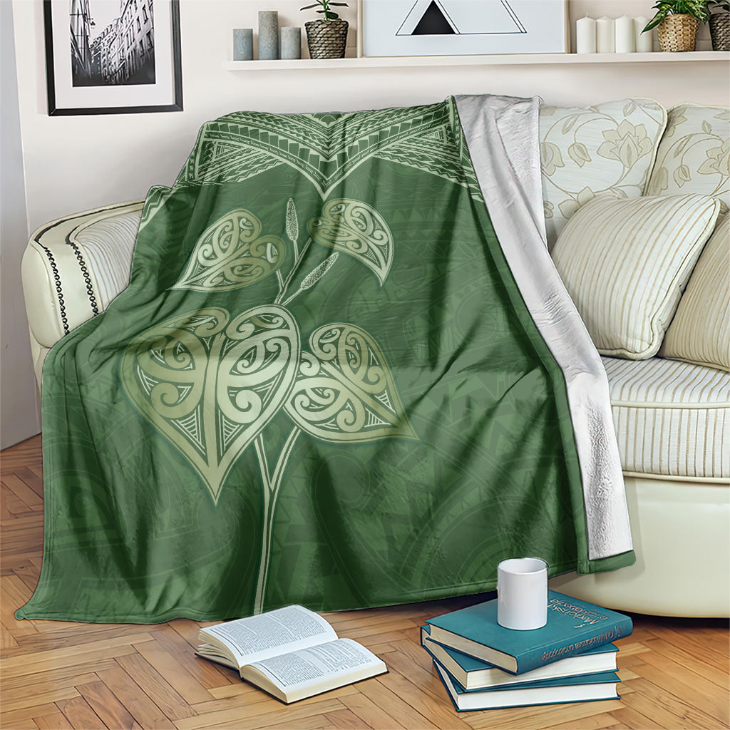Green New Zealand Kawakawa Maori Ngaru Blanket LT14 Green - Polynesian Pride