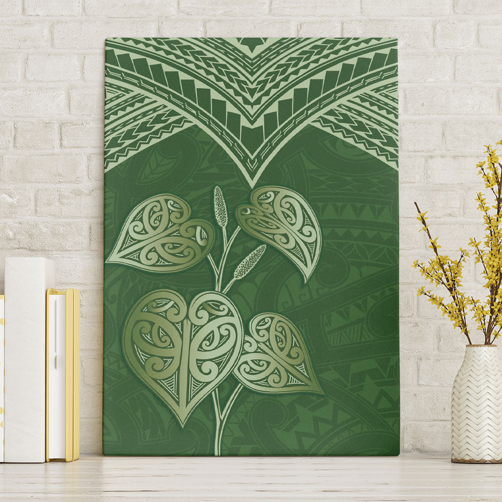 Green New Zealand Kawakawa Maori Ngaru Canvas Wall Art LT14 Without Frame Green - Polynesian Pride