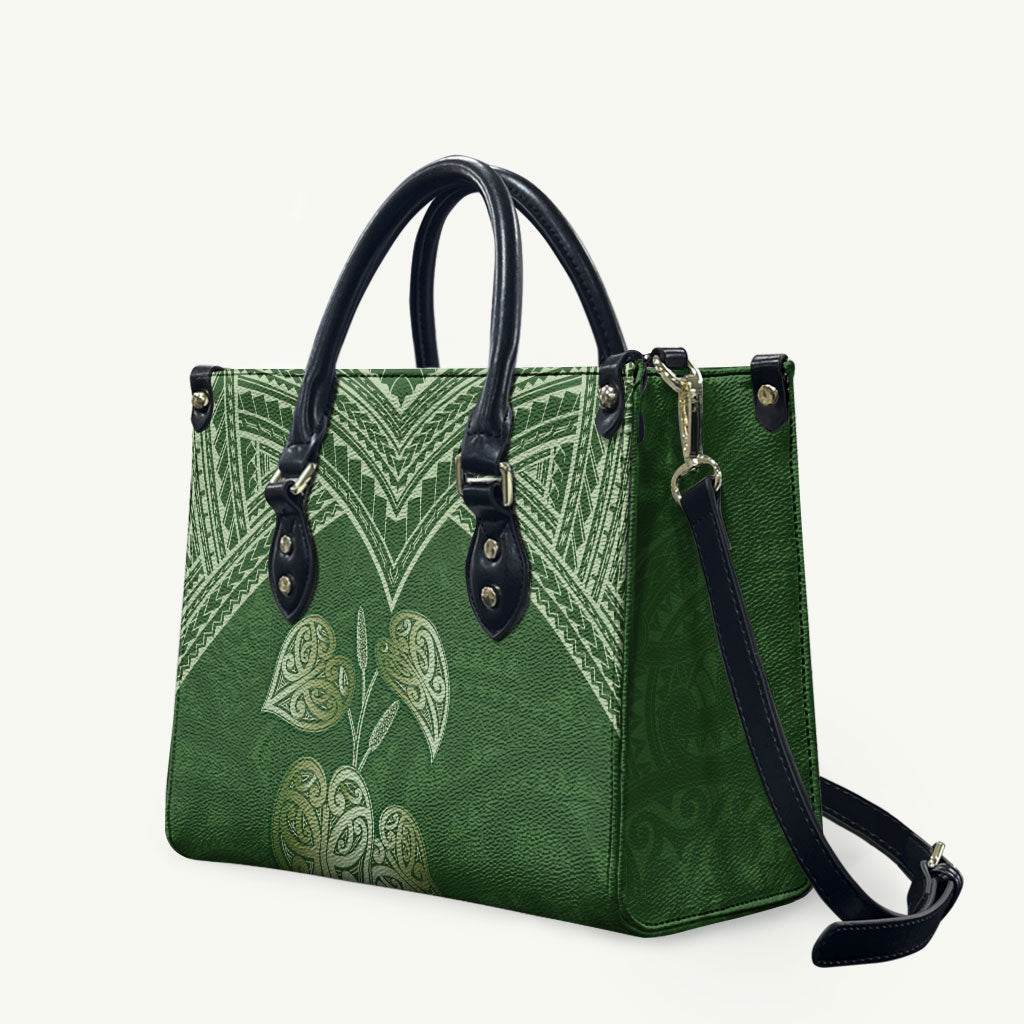 Green New Zealand Kawakawa Maori Ngaru Leather Bag LT14 Green - Polynesian Pride