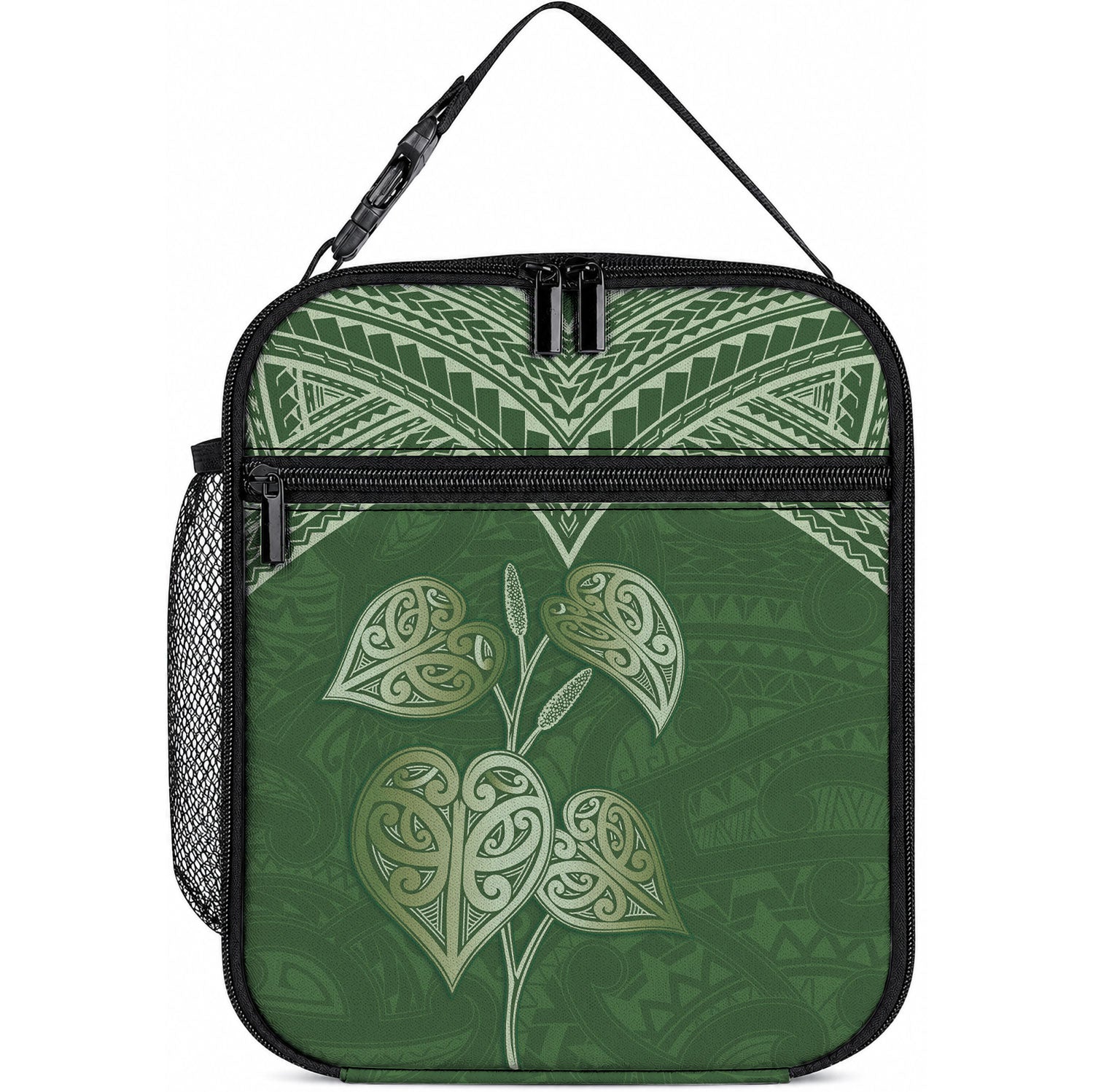 Green New Zealand Kawakawa Maori Ngaru Lunch Bag LT14 10.2 × 8.3 × 4.3 inch Green - Polynesian Pride