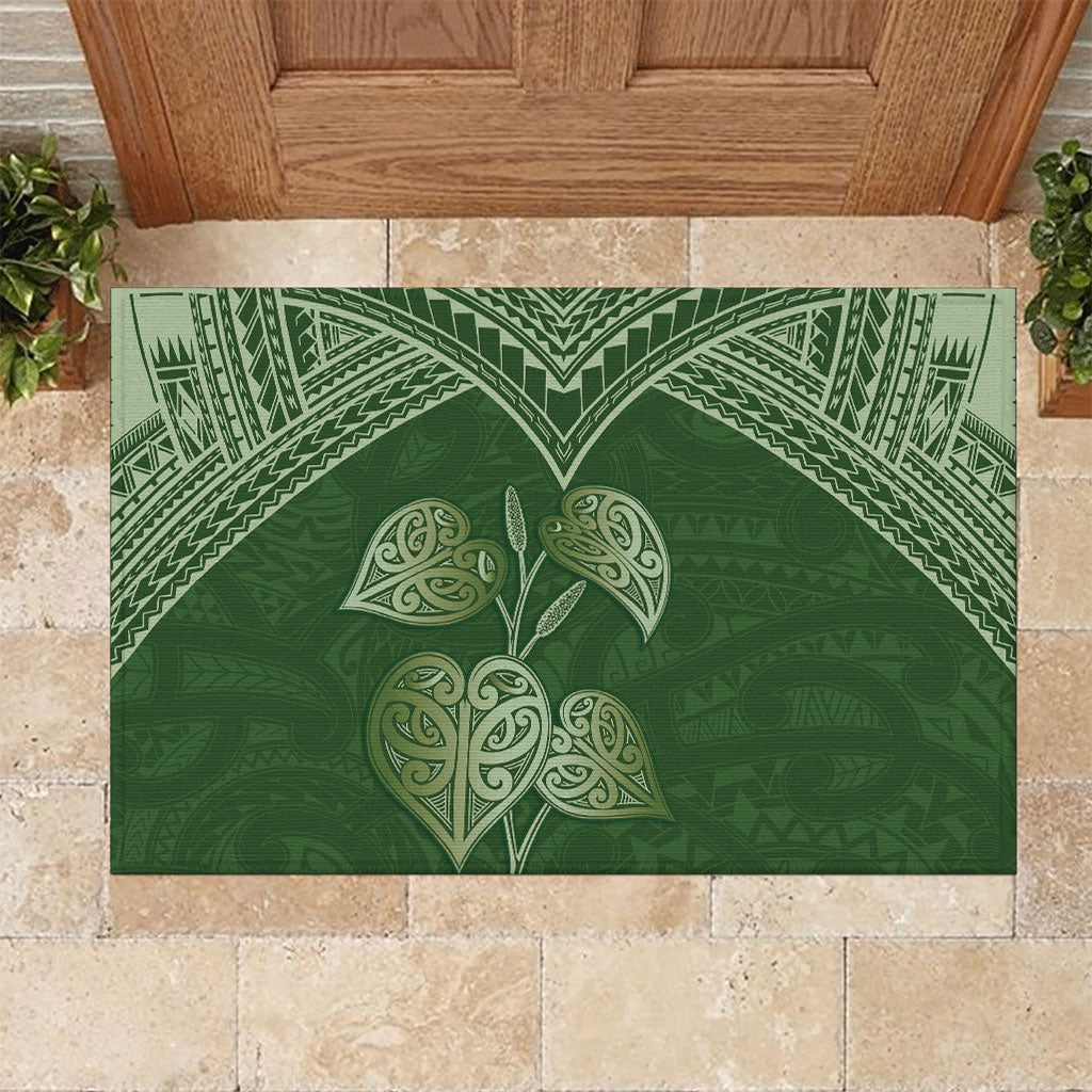 Green New Zealand Kawakawa Maori Ngaru Rubber Doormat LT14 Green - Polynesian Pride