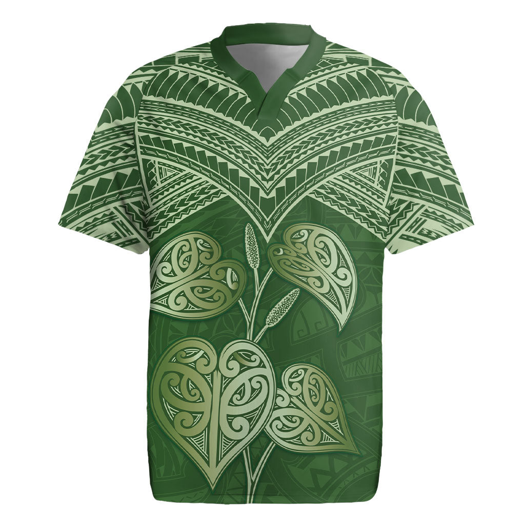 Green New Zealand Kawakawa Maori Ngaru Rugby Jersey LT14 Green - Polynesian Pride