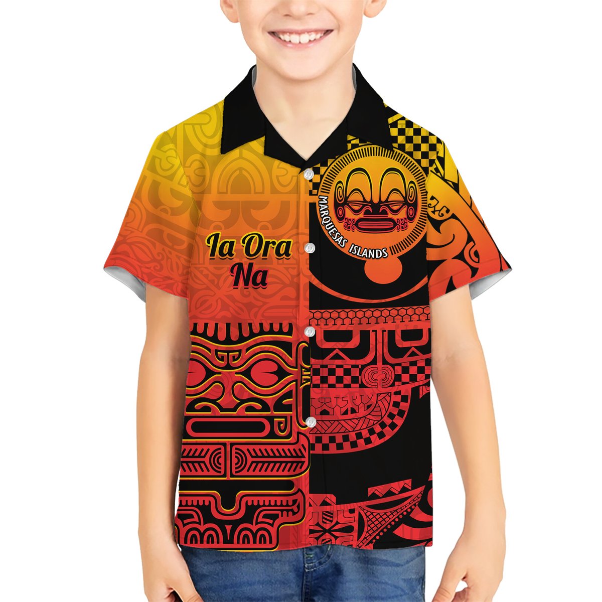 Personalised Ia Ora Na Marquesas Islands Hawaiian Shirt Mata Tiki Marquesan Tattoo LT14 - Polynesian Pride