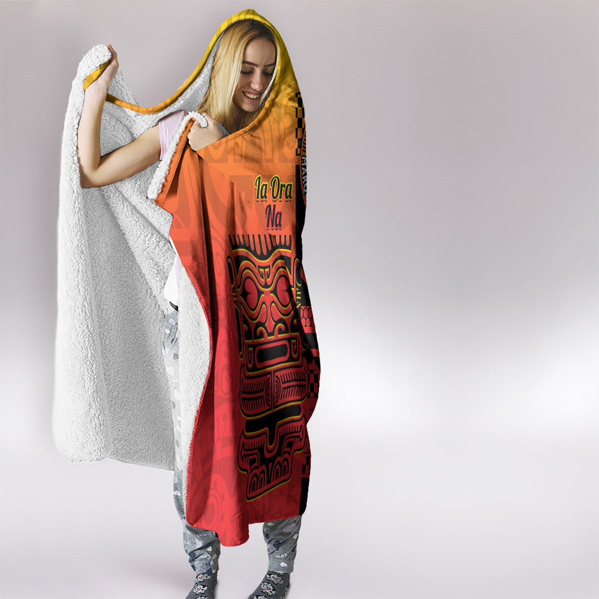 Ia Ora Na Marquesas Islands Hooded Blanket Mata Tiki Marquesan Tattoo LT14 - Polynesian Pride