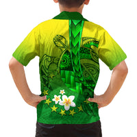 Kia Orana Cook Islands Kid Hawaiian Shirt Kuki Airani Tattoo Pattern With Sea Turtle LT14 - Polynesian Pride