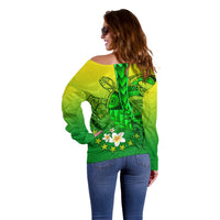 Kia Orana Cook Islands Off Shoulder Sweater Kuki Airani Tattoo Pattern With Sea Turtle LT14 - Polynesian Pride