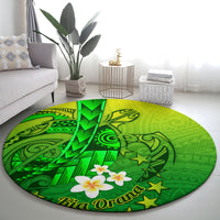 Kia Orana Cook Islands Round Carpet Kuki Airani Tattoo Pattern With Sea Turtle LT14 - Polynesian Pride