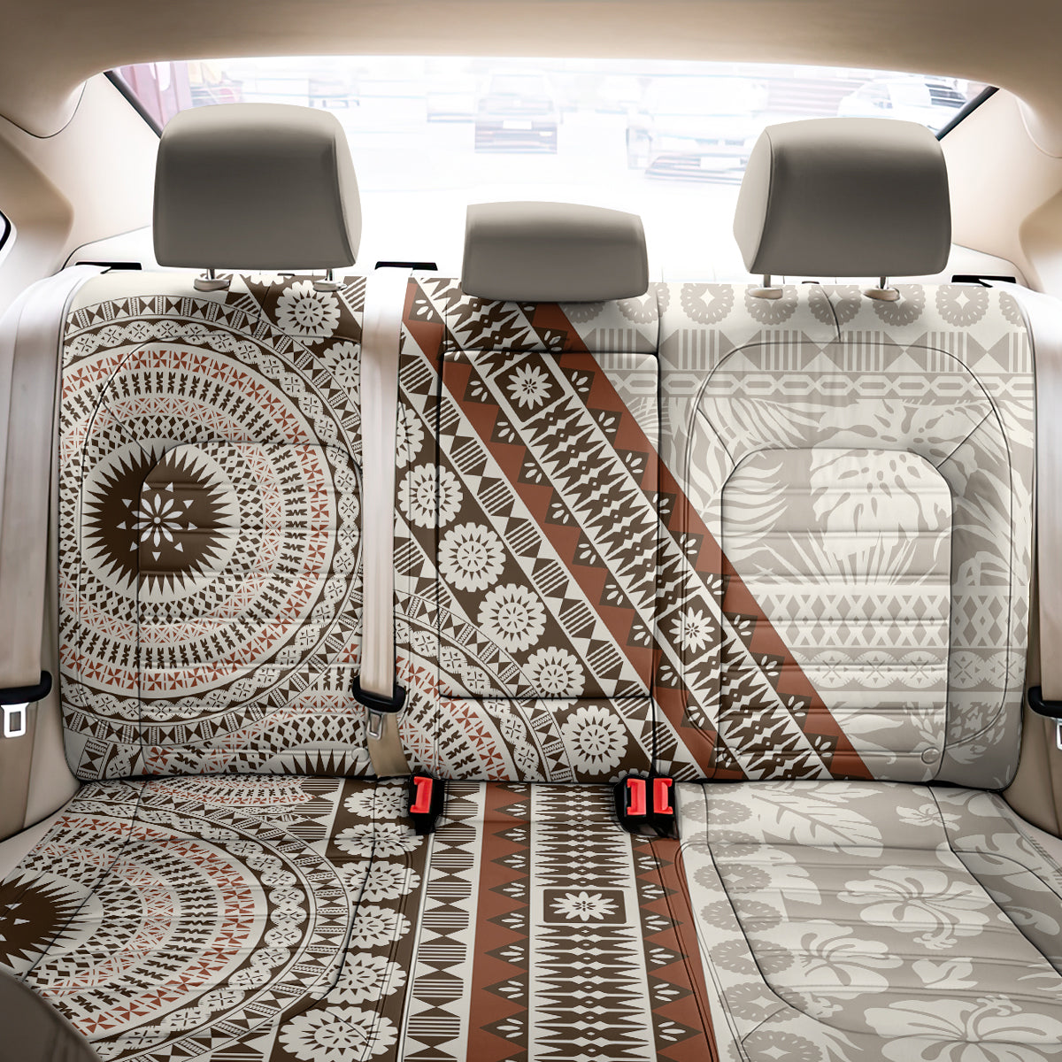 Bula Fiji Back Car Seat Cover Fijian Masi Tapa Cloth Vintage Vibes LT14 - Polynesian Pride