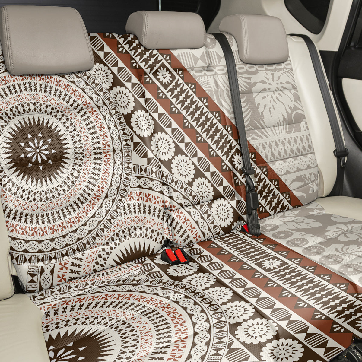 Bula Fiji Back Car Seat Cover Fijian Masi Tapa Cloth Vintage Vibes LT14 - Polynesian Pride
