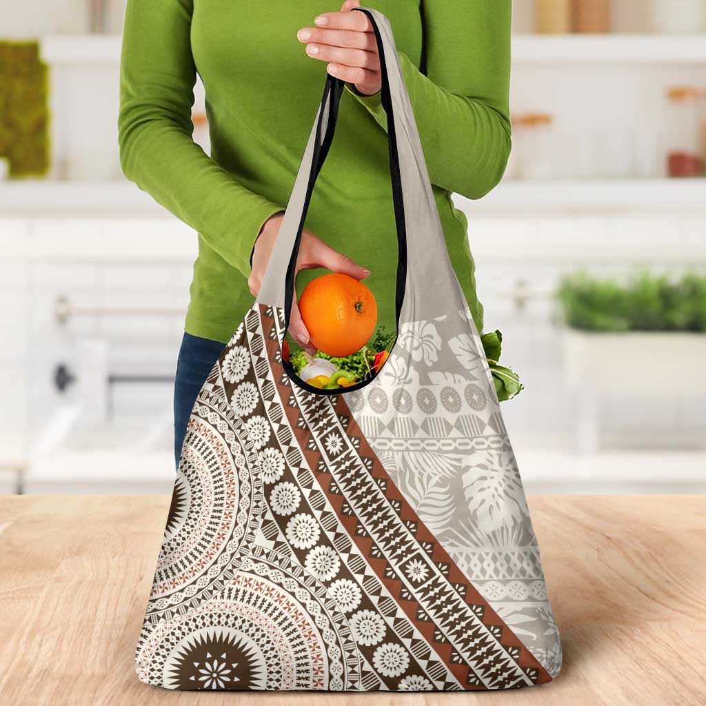 Bula Fiji Grocery Bag Fijian Masi Tapa Cloth Vintage Vibes LT14 - Polynesian Pride