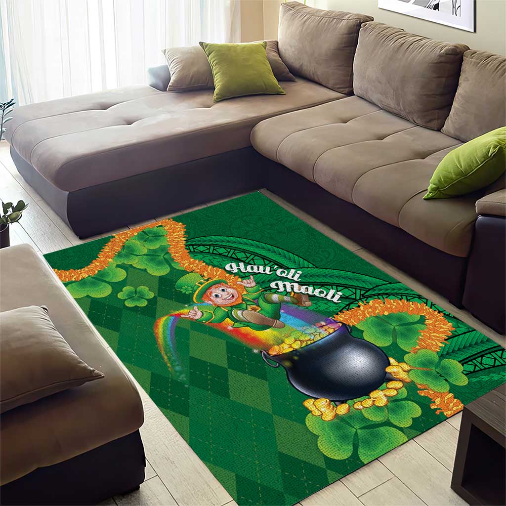 St Patrick's Day Hawaii Area Rug Hauoli Maoli Funny Shaka Leprechaun