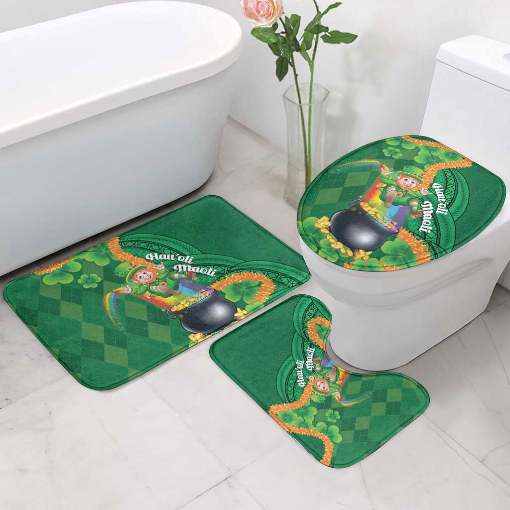 St Patrick's Day Hawaii Bathroom Set Hauoli Maoli Funny Shaka Leprechaun LT14 - Polynesian Pride