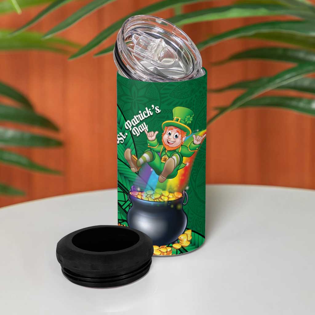 St Patrick's Day Hawaii 4 in 1 Can Cooler Tumbler Hauoli Maoli Funny Shaka Leprechaun LT14 - Polynesian Pride