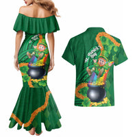 St Patrick's Day Hawaii Couples Matching Mermaid Dress and Hawaiian Shirt Hauoli Maoli Funny Shaka Leprechaun LT14 - Polynesian Pride
