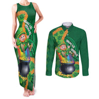 St Patrick's Day Hawaii Couples Matching Tank Maxi Dress and Long Sleeve Button Shirt Hauoli Maoli Funny Shaka Leprechaun LT14 Green - Polynesian Pride