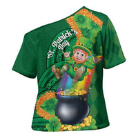 St Patrick's Day Hawaii Cross Shoulder Shirt Hauoli Maoli Funny Shaka Leprechaun