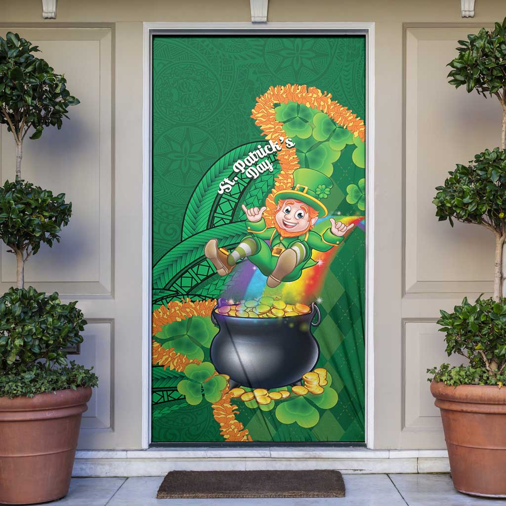 St Patrick's Day Hawaii Door Cover Hauoli Maoli Funny Shaka Leprechaun
