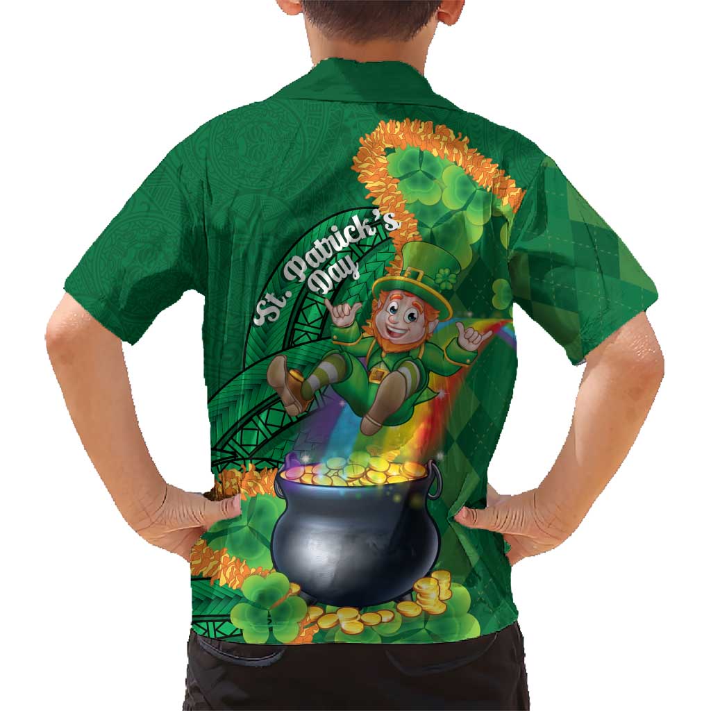 St Patrick's Day Hawaii Family Matching Off Shoulder Maxi Dress and Hawaiian Shirt Hauoli Maoli Funny Shaka Leprechaun LT14 - Polynesian Pride