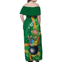 St Patrick's Day Hawaii Family Matching Off Shoulder Maxi Dress and Hawaiian Shirt Hauoli Maoli Funny Shaka Leprechaun LT14 - Polynesian Pride