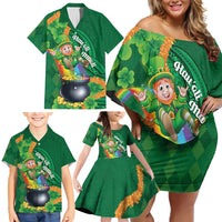 St Patrick's Day Hawaii Family Matching Off Shoulder Short Dress and Hawaiian Shirt Hauoli Maoli Funny Shaka Leprechaun LT14 - Polynesian Pride