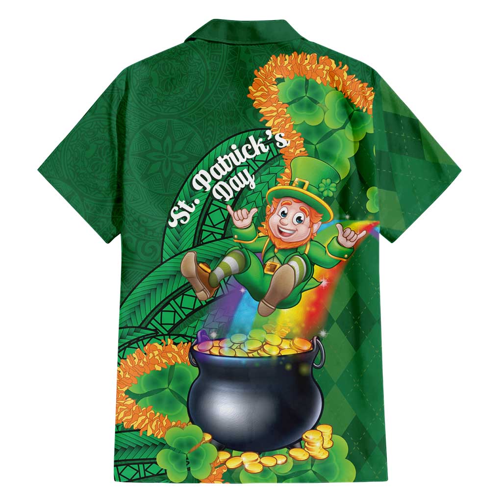 St Patrick's Day Hawaii Family Matching Off Shoulder Short Dress and Hawaiian Shirt Hauoli Maoli Funny Shaka Leprechaun LT14 - Polynesian Pride