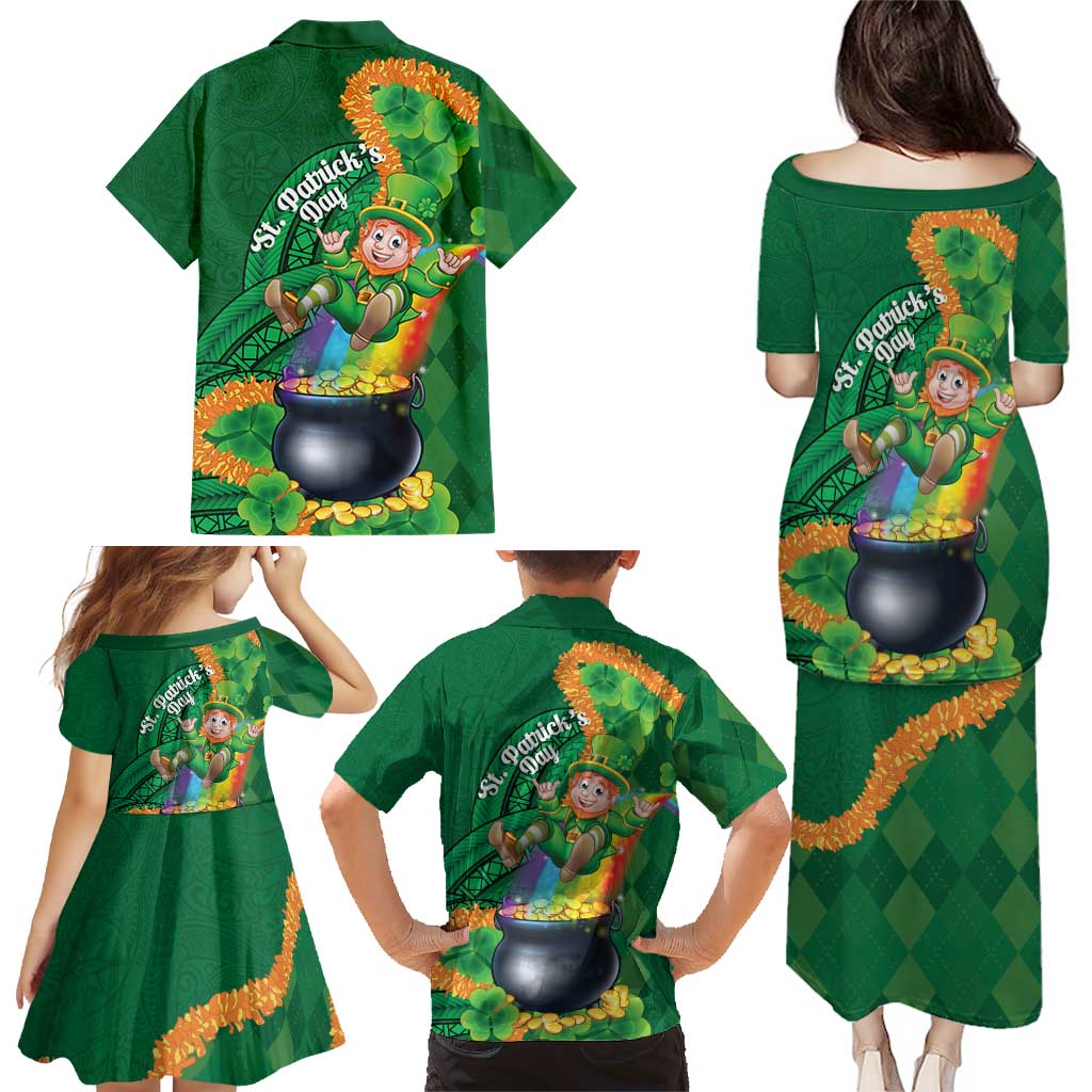 St Patrick's Day Hawaii Family Matching Puletasi and Hawaiian Shirt Hauoli Maoli Funny Shaka Leprechaun LT14 - Polynesian Pride