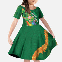 St Patrick's Day Hawaii Family Matching Tank Maxi Dress and Hawaiian Shirt Hauoli Maoli Funny Shaka Leprechaun LT14 Daughter's Dress Green - Polynesian Pride