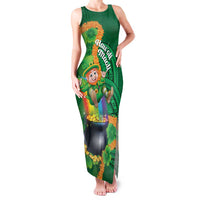 St Patrick's Day Hawaii Family Matching Tank Maxi Dress and Hawaiian Shirt Hauoli Maoli Funny Shaka Leprechaun LT14 Mom's Dress Green - Polynesian Pride