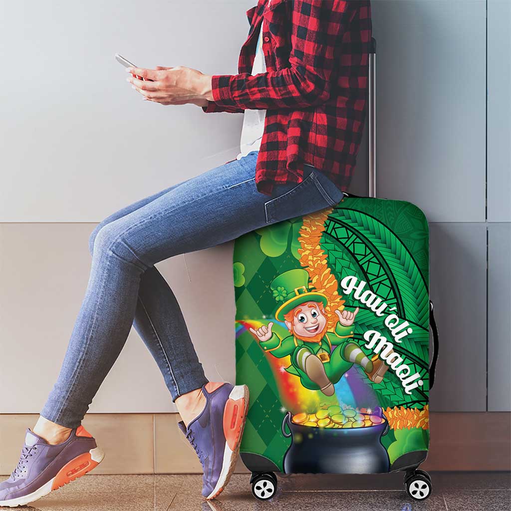 St Patrick's Day Hawaii Luggage Cover Hauoli Maoli Funny Shaka Leprechaun