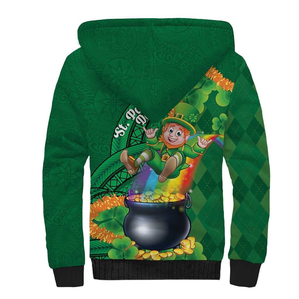 St Patrick's Day Hawaii Sherpa Hoodie Hauoli Maoli Funny Shaka Leprechaun