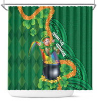 St Patrick's Day Hawaii Shower Curtain Hauoli Maoli Funny Shaka Leprechaun