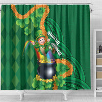 St Patrick's Day Hawaii Shower Curtain Hauoli Maoli Funny Shaka Leprechaun