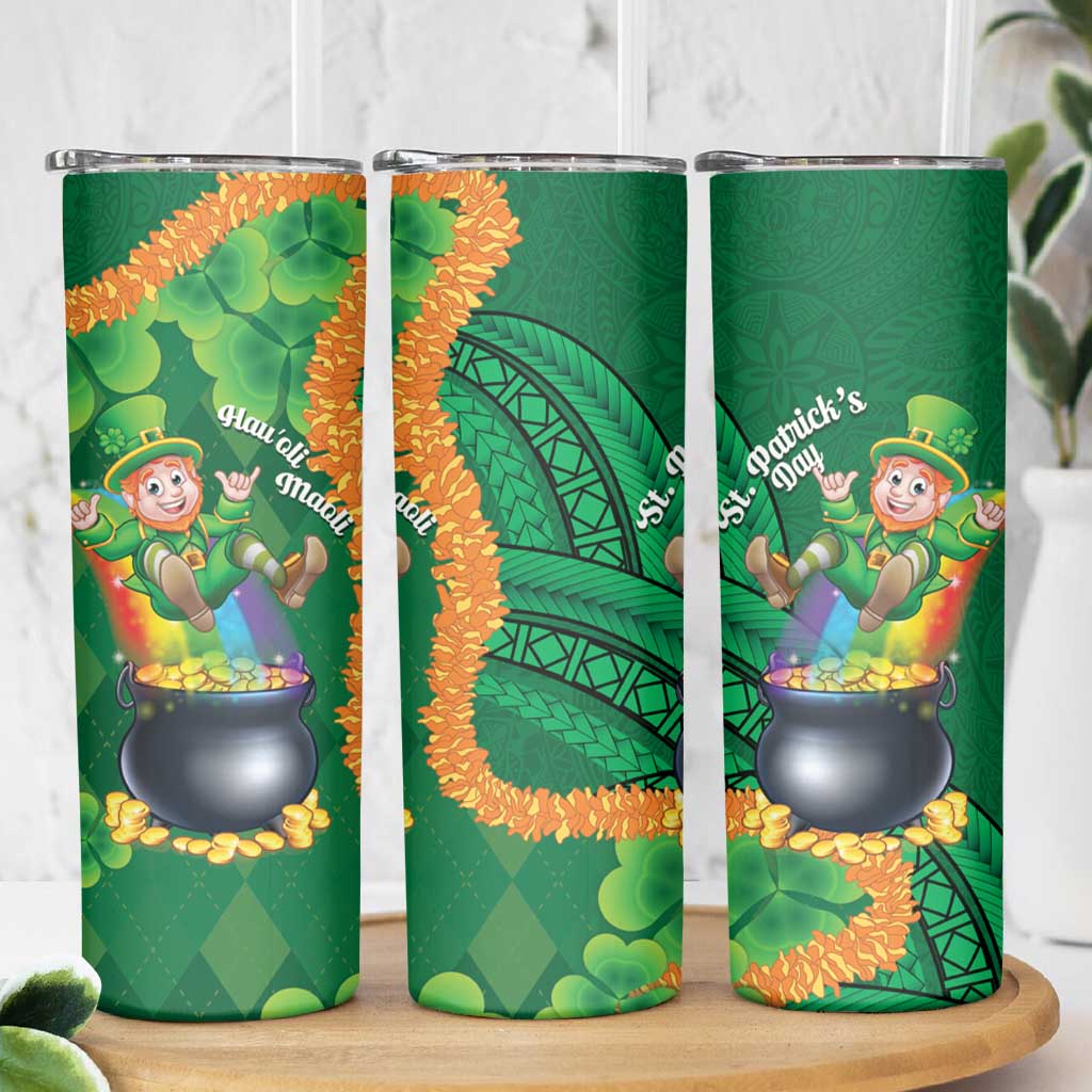 St Patrick's Day Hawaii Skinny Tumbler Hauoli Maoli Funny Shaka Leprechaun LT14 - Polynesian Pride