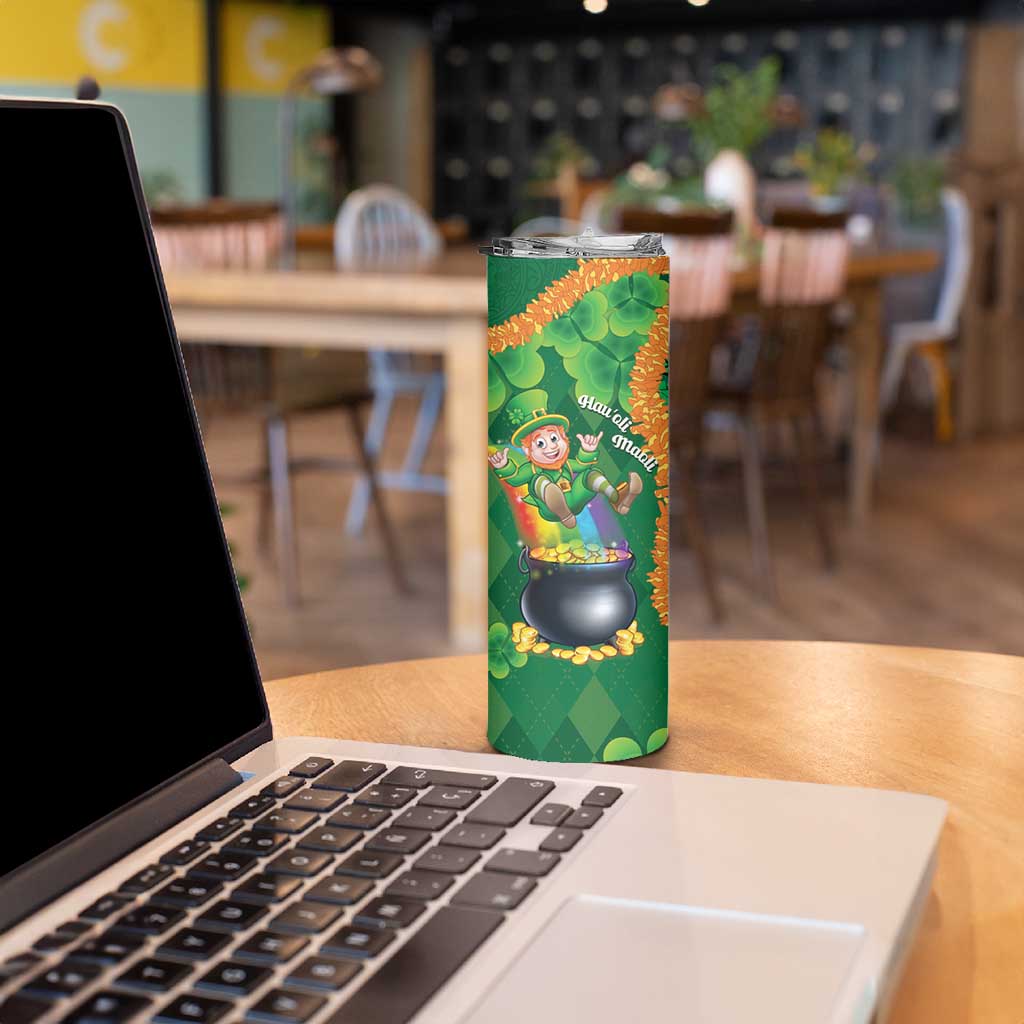 St Patrick's Day Hawaii Skinny Tumbler Hauoli Maoli Funny Shaka Leprechaun LT14 - Polynesian Pride