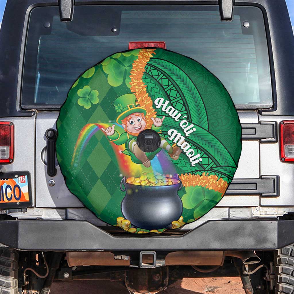 St Patrick's Day Hawaii Spare Tire Cover Hauoli Maoli Funny Shaka Leprechaun LT14 Green - Polynesian Pride