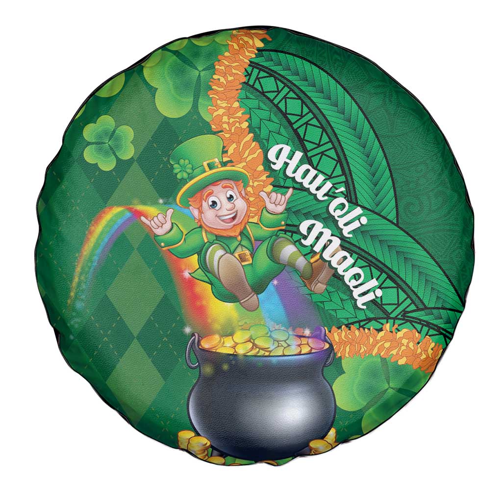 St Patrick's Day Hawaii Spare Tire Cover Hauoli Maoli Funny Shaka Leprechaun LT14 - Polynesian Pride