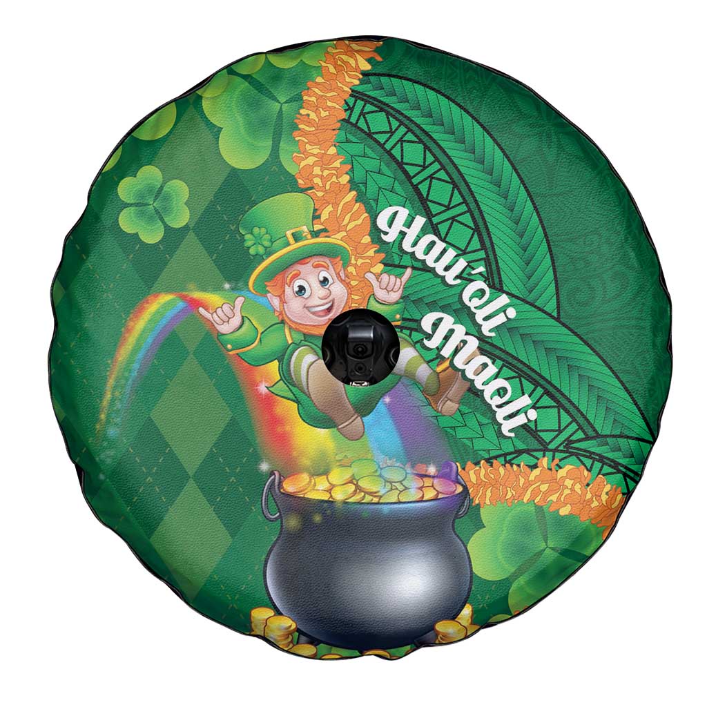 St Patrick's Day Hawaii Spare Tire Cover Hauoli Maoli Funny Shaka Leprechaun LT14 - Polynesian Pride
