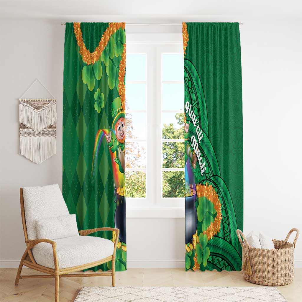 St Patrick's Day Hawaii Window Curtain Hauoli Maoli Funny Shaka Leprechaun