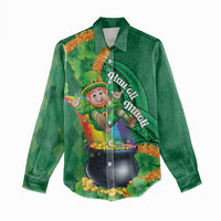 St Patrick's Day Hawaii Women Casual Shirt Hauoli Maoli Funny Shaka Leprechaun LT14 - Polynesian Pride