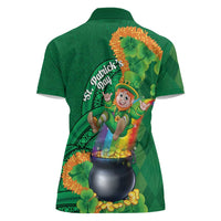 St Patrick's Day Hawaii Women Polo Shirt Hauoli Maoli Funny Shaka Leprechaun LT14 - Polynesian Pride