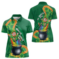 St Patrick's Day Hawaii Women Polo Shirt Hauoli Maoli Funny Shaka Leprechaun LT14 - Polynesian Pride