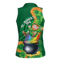 St Patrick's Day Hawaii Women Sleeveless Polo Shirt Hauoli Maoli Funny Shaka Leprechaun LT14 - Polynesian Pride