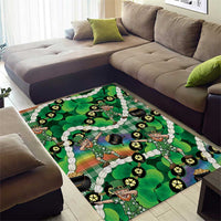 St Patrick's Day Palaka Hawaii Area Rug Kukui Nut Pikake Lei Shamrock Dabbing Leprechaun LT14 - Polynesian Pride