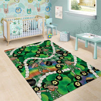 St Patrick's Day Palaka Hawaii Area Rug Kukui Nut Pikake Lei Shamrock Dabbing Leprechaun LT14 - Polynesian Pride