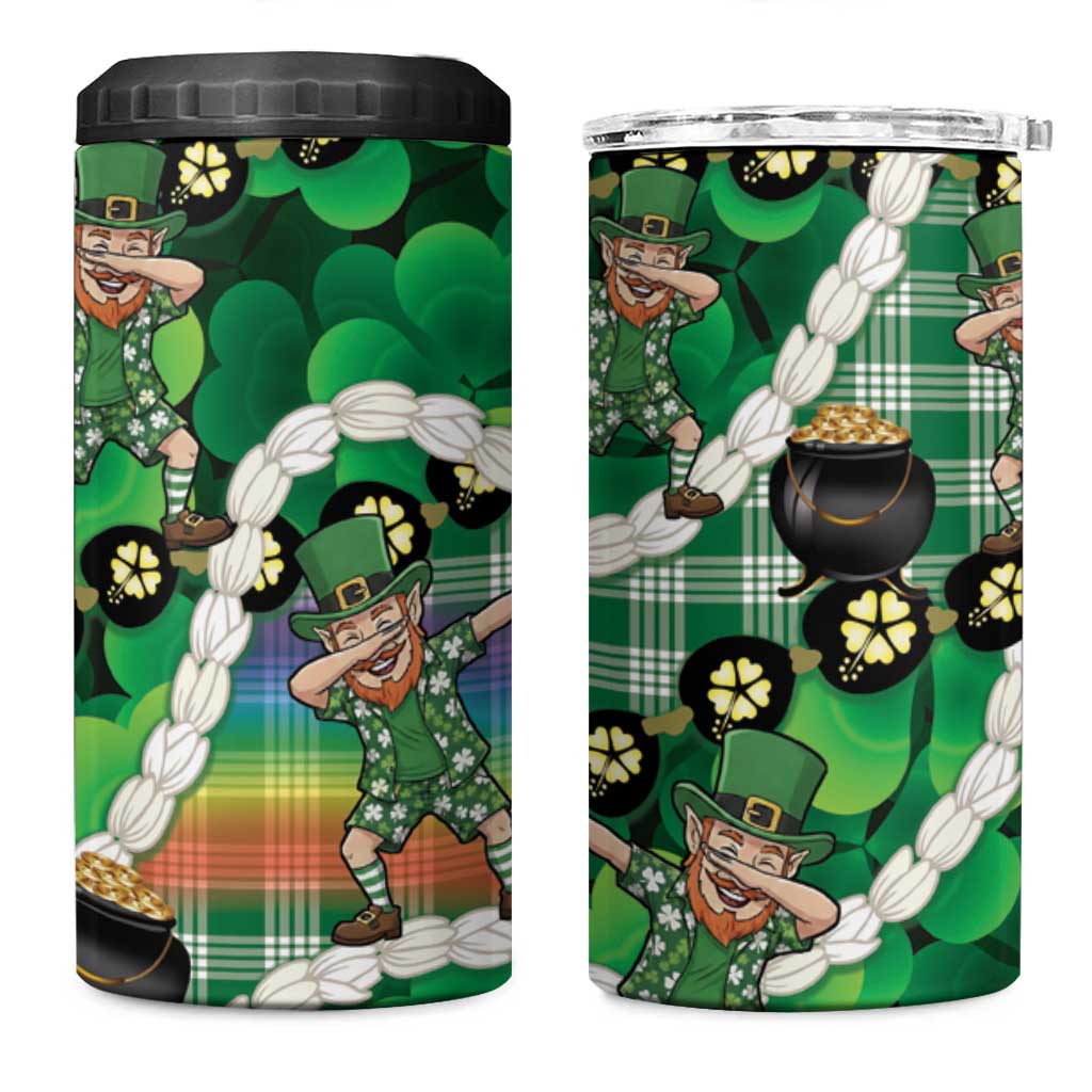 St Patrick's Day Palaka Hawaii 4 in 1 Can Cooler Tumbler Kukui Nut Pikake Lei Shamrock Dabbing Leprechaun LT14 One Size: 16 oz Green - Polynesian Pride