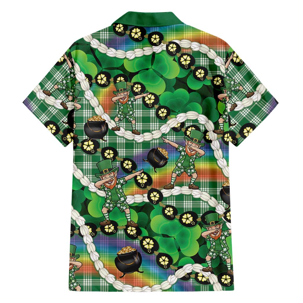 St Patrick's Day Palaka Hawaii Family Matching Mermaid Dress and Hawaiian Shirt Kukui Nut Pikake Lei Shamrock Dabbing Leprechaun LT14 - Polynesian Pride