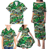 St Patrick's Day Palaka Hawaii Family Matching Puletasi and Hawaiian Shirt Kukui Nut Pikake Lei Shamrock Dabbing Leprechaun LT14 - Polynesian Pride